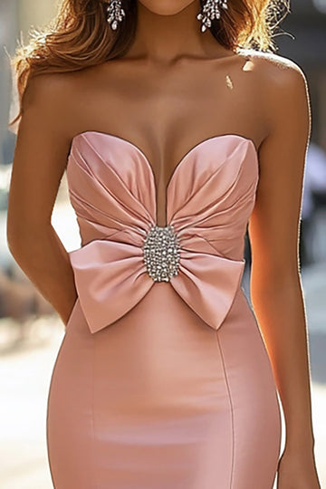 Blush Sirène sans manches Sweetheart Robe de bal longue avec noeud